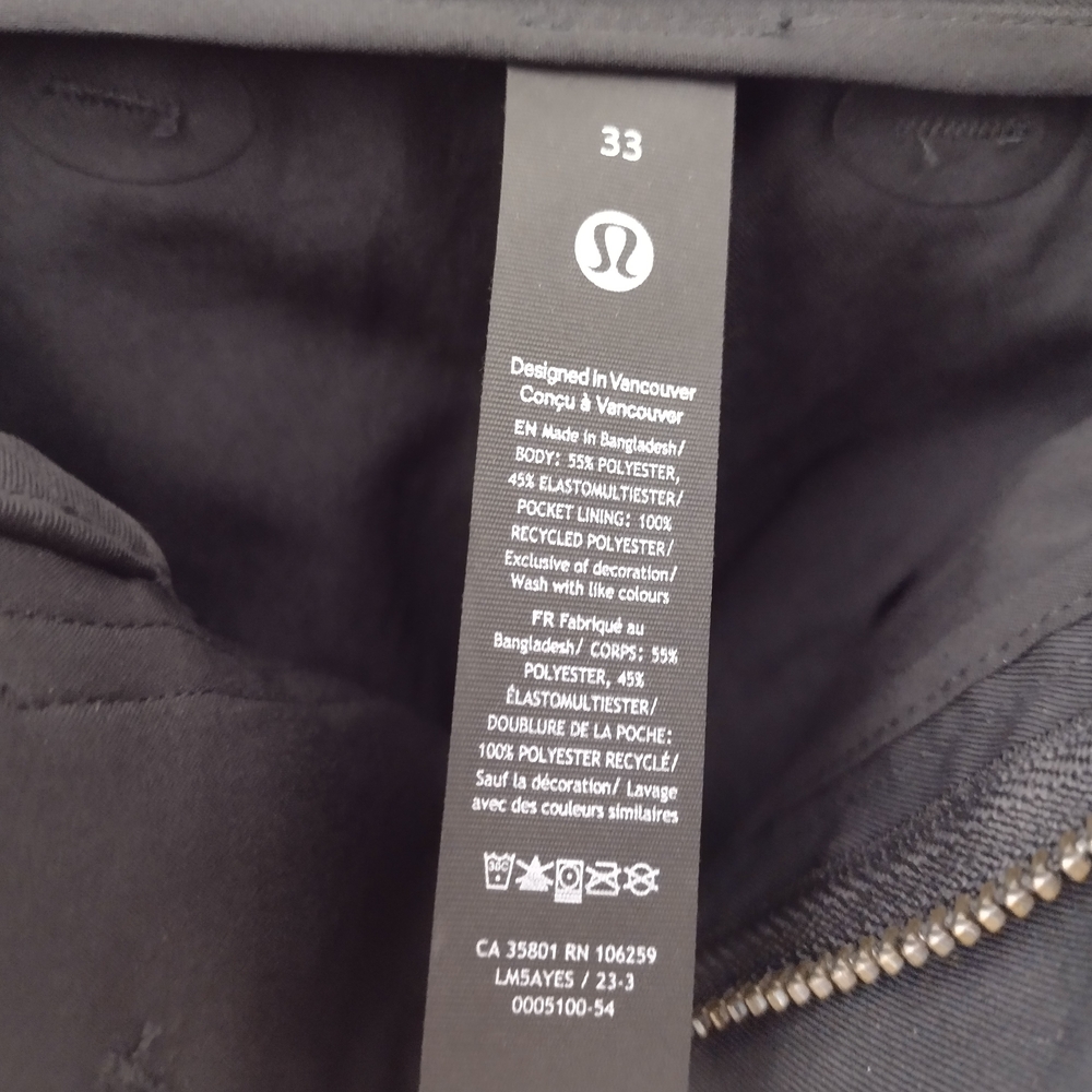 Lululemon Relaxed-Tapered Twill Trousers Black Men's Size 33 - Picture 14 of 16